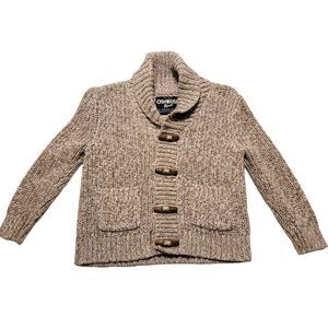 OshKosh Bgosh Toggle Button Knit Shawl Collar Cardigan Sweater Oatmeal Beige 18M